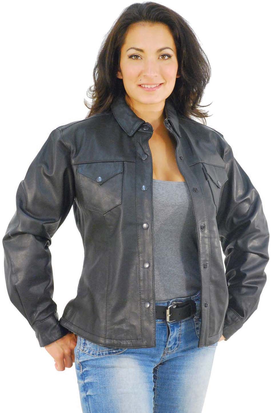 lady rider wearing a lightweight leather jacket