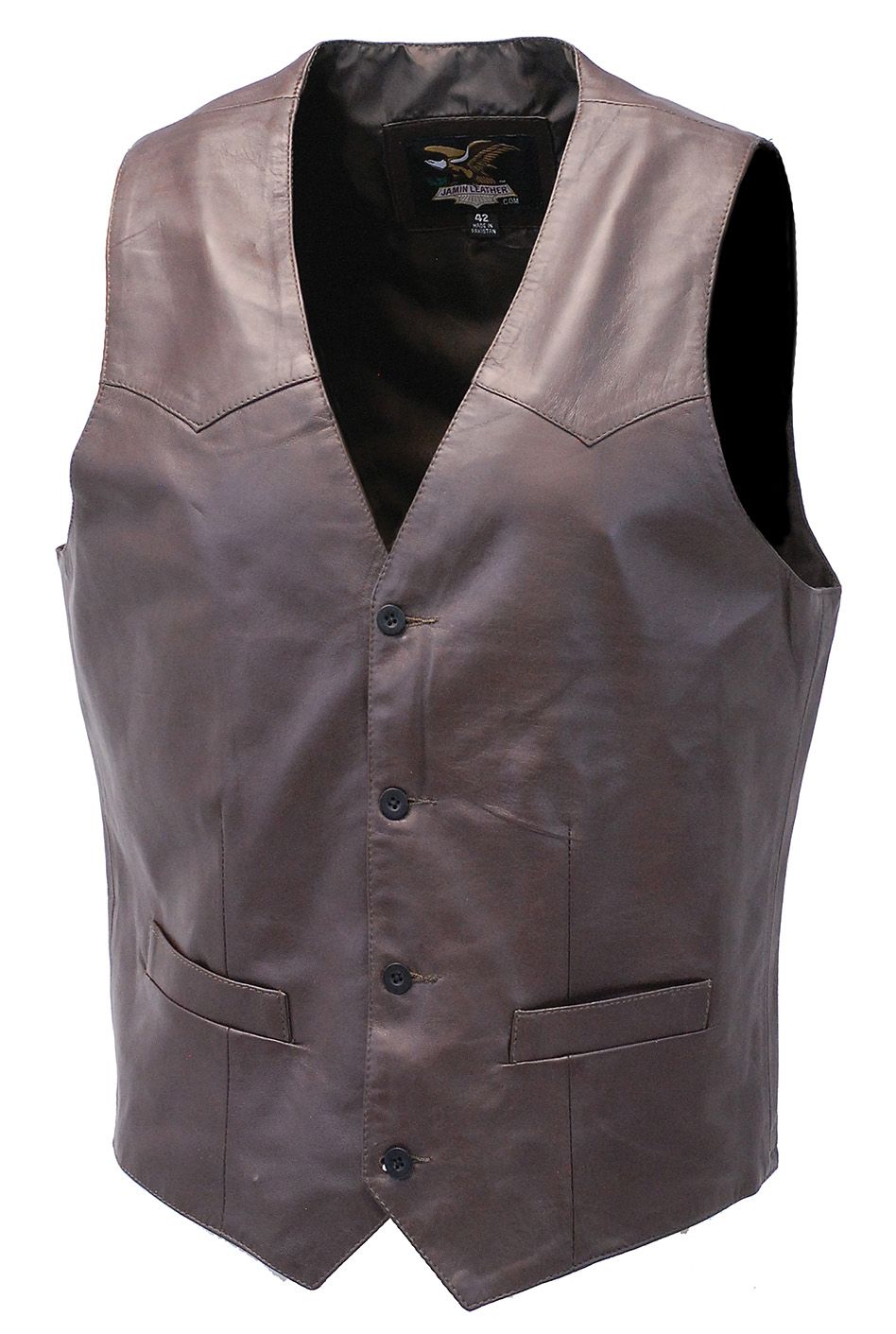 classic v-neck biker vest for men in brown