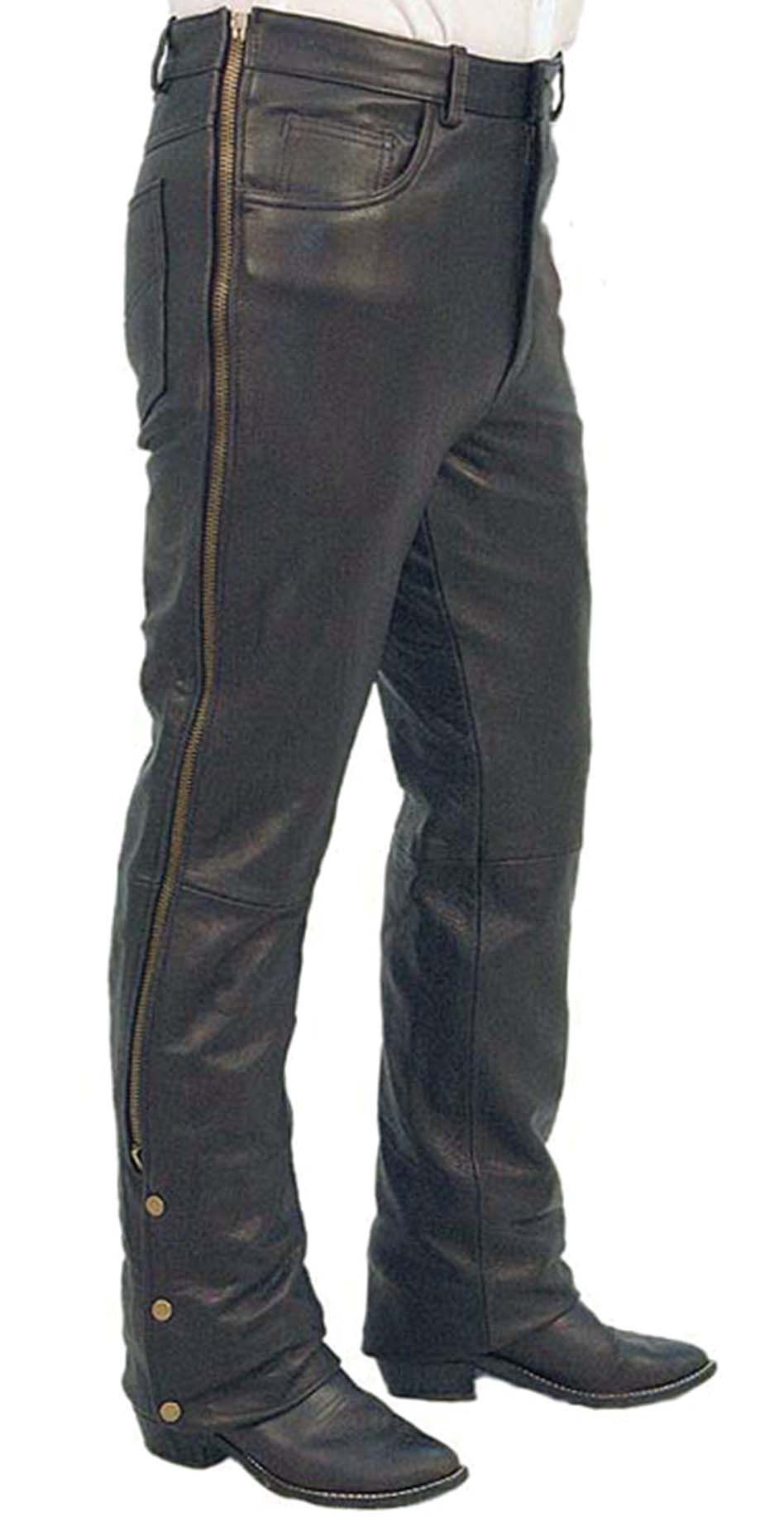 classic biker overpants with zip and snap sides 