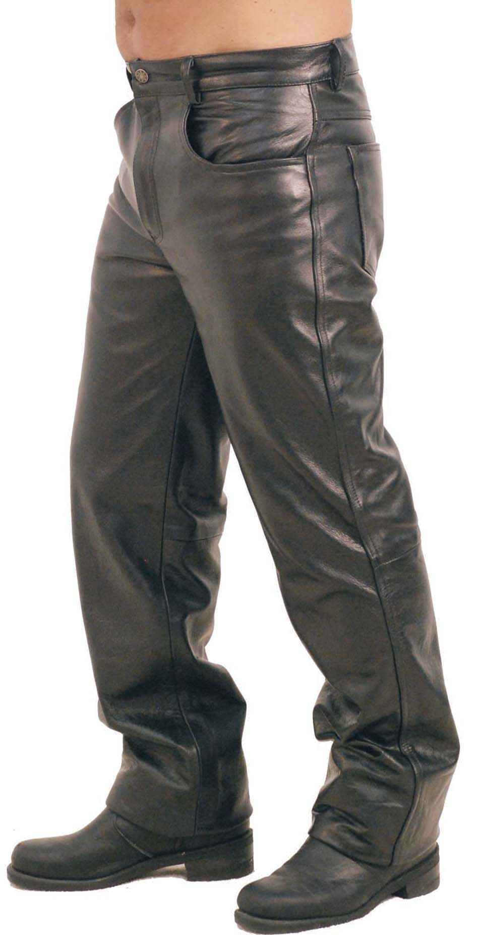 classic black leather pants for bikers