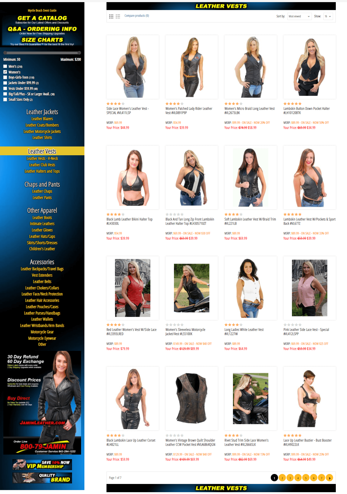 Women's Leather Vests - Jamin Leather