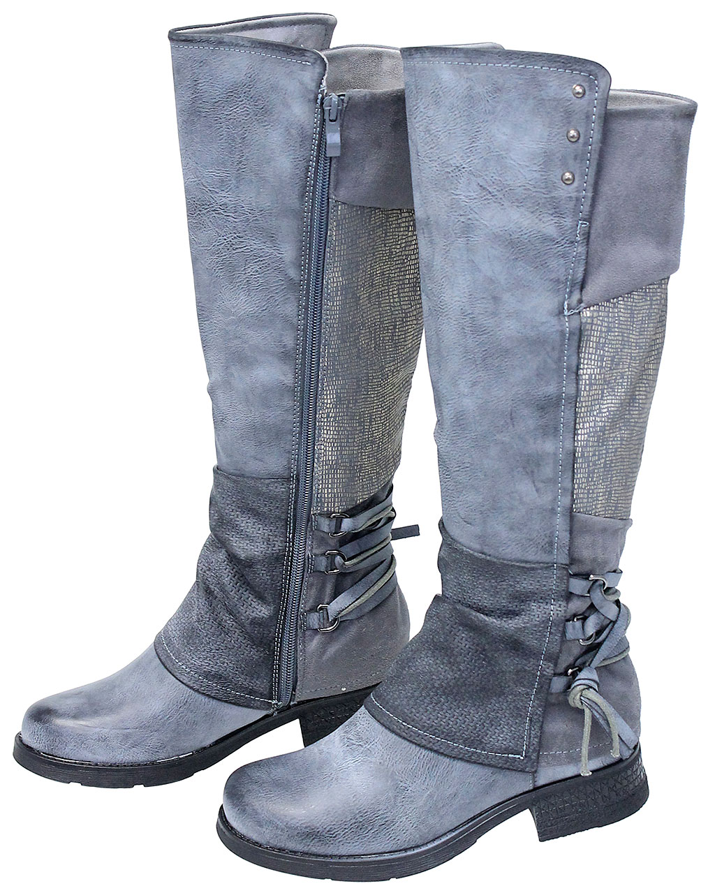 WOMEN'S GRAY LEATHER BOOTS