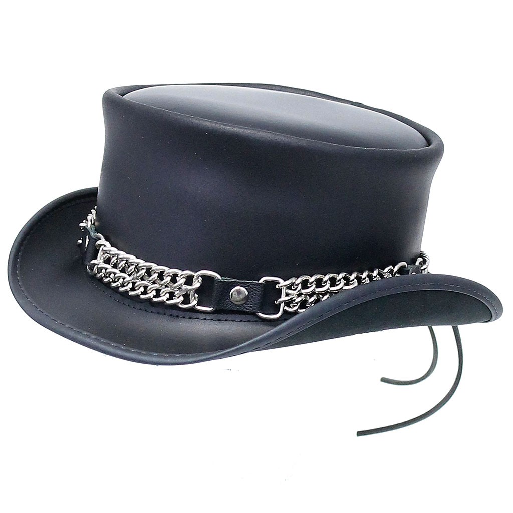 LEATHER TOPHAT WITH CHAINS