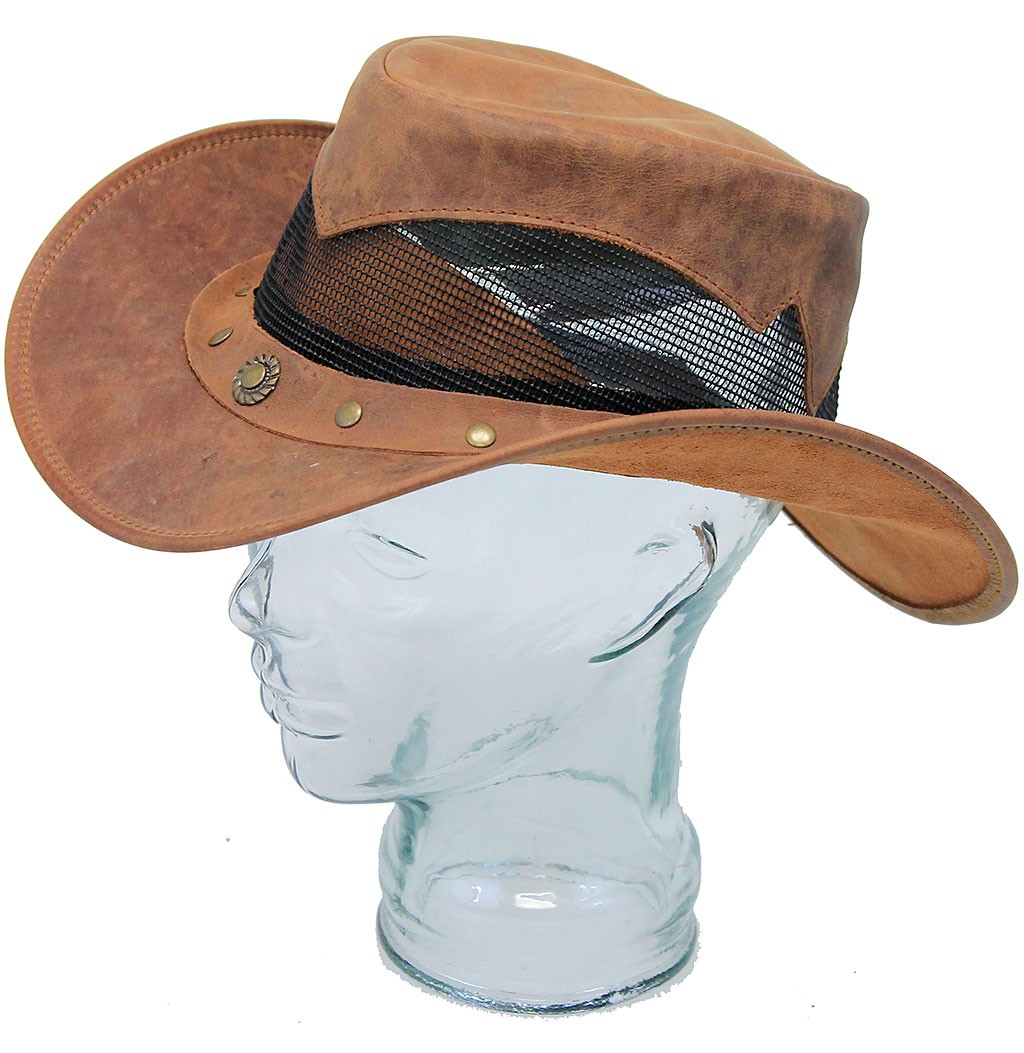 LEATHER COWBOY HAT WITH VENTS