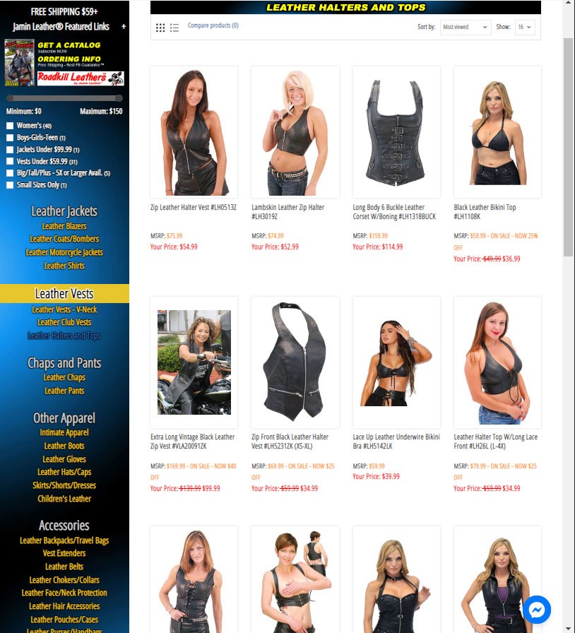 LEATHER HALTER TOPS AND LEATHER TANK TOPS BY JAMIN LEATHER®