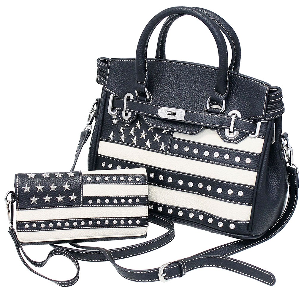 LEATHER PURSE WITH USA FLAG