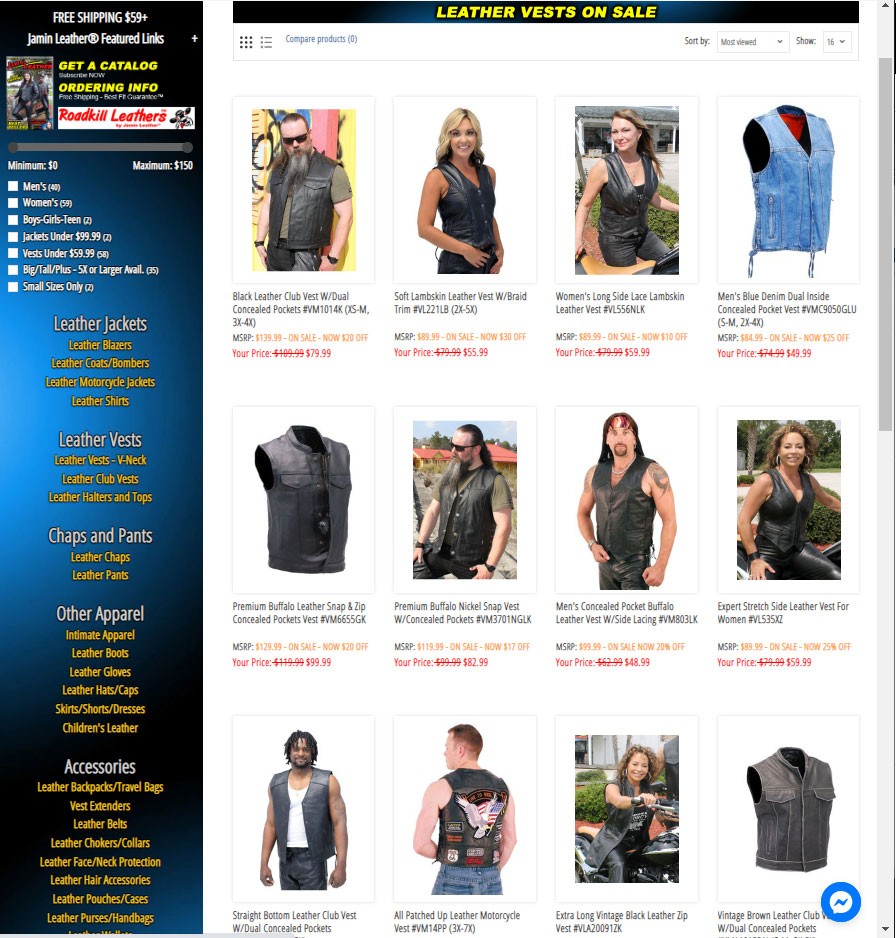 ON SALE LEATHER VESTS BY JAMIN LEATHER®