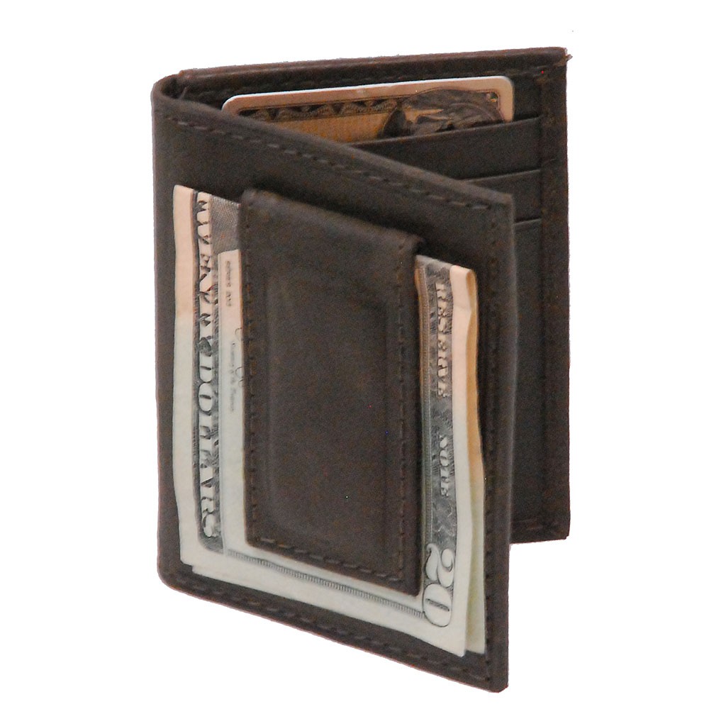 MAGNETIC MONEY CLIP LEATHER WALLET