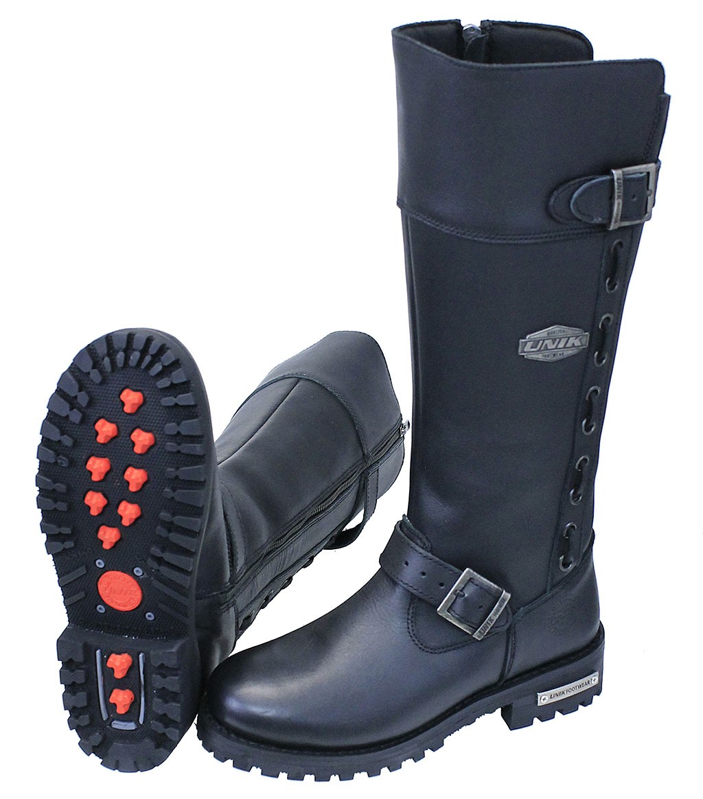 Women's tall leather motorcycle boots