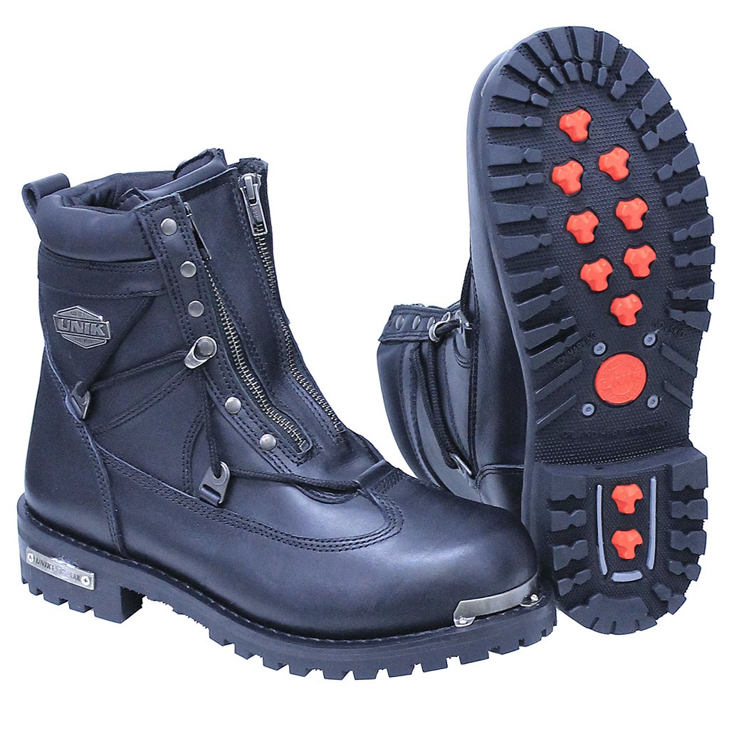 Men's double zipper motorcycle boots