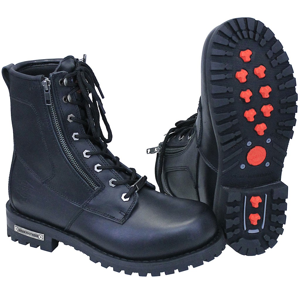 Men's double zipper logger motorcycle boots