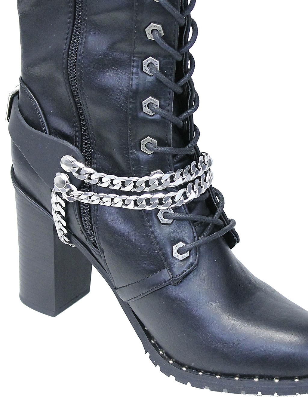 Boot chains with leather straps for women