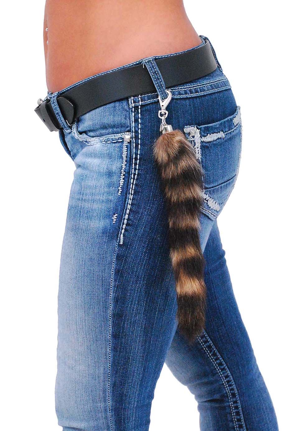 Raccoon tail key chain with genuine raccoon tail 