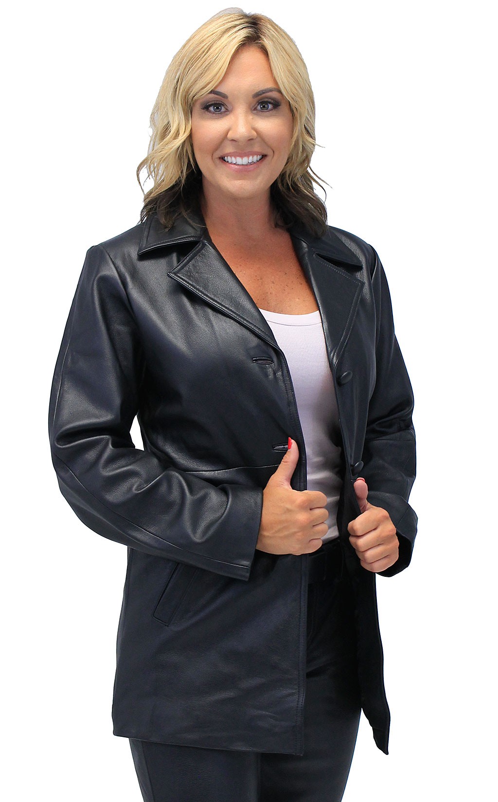 women's long leather coat