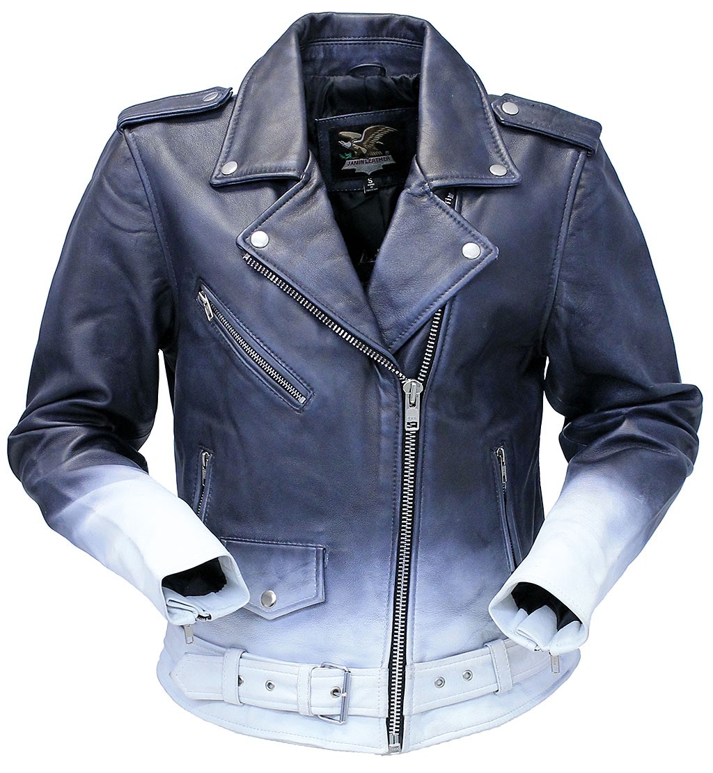 women's ombre leather motorcycle jacket