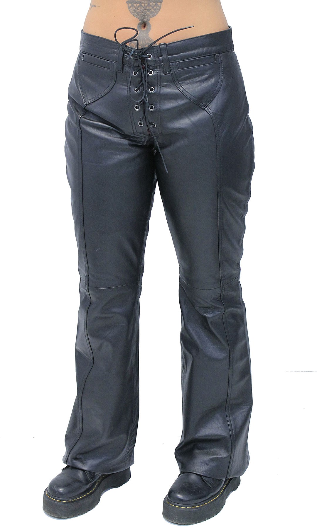 Women's lace up leather pants