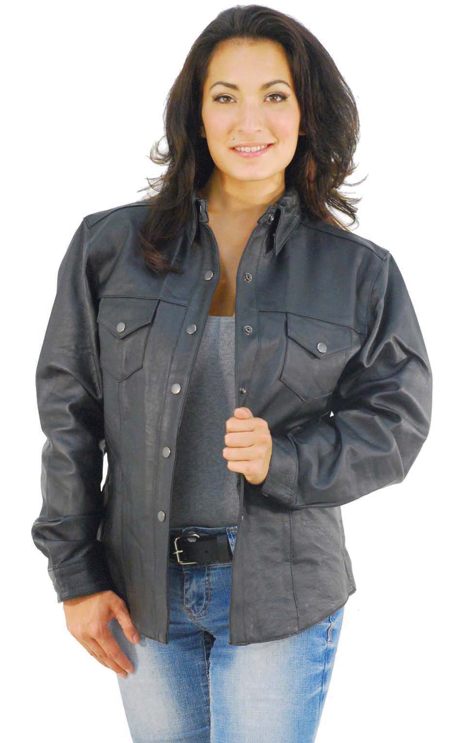 black leather shirt for women