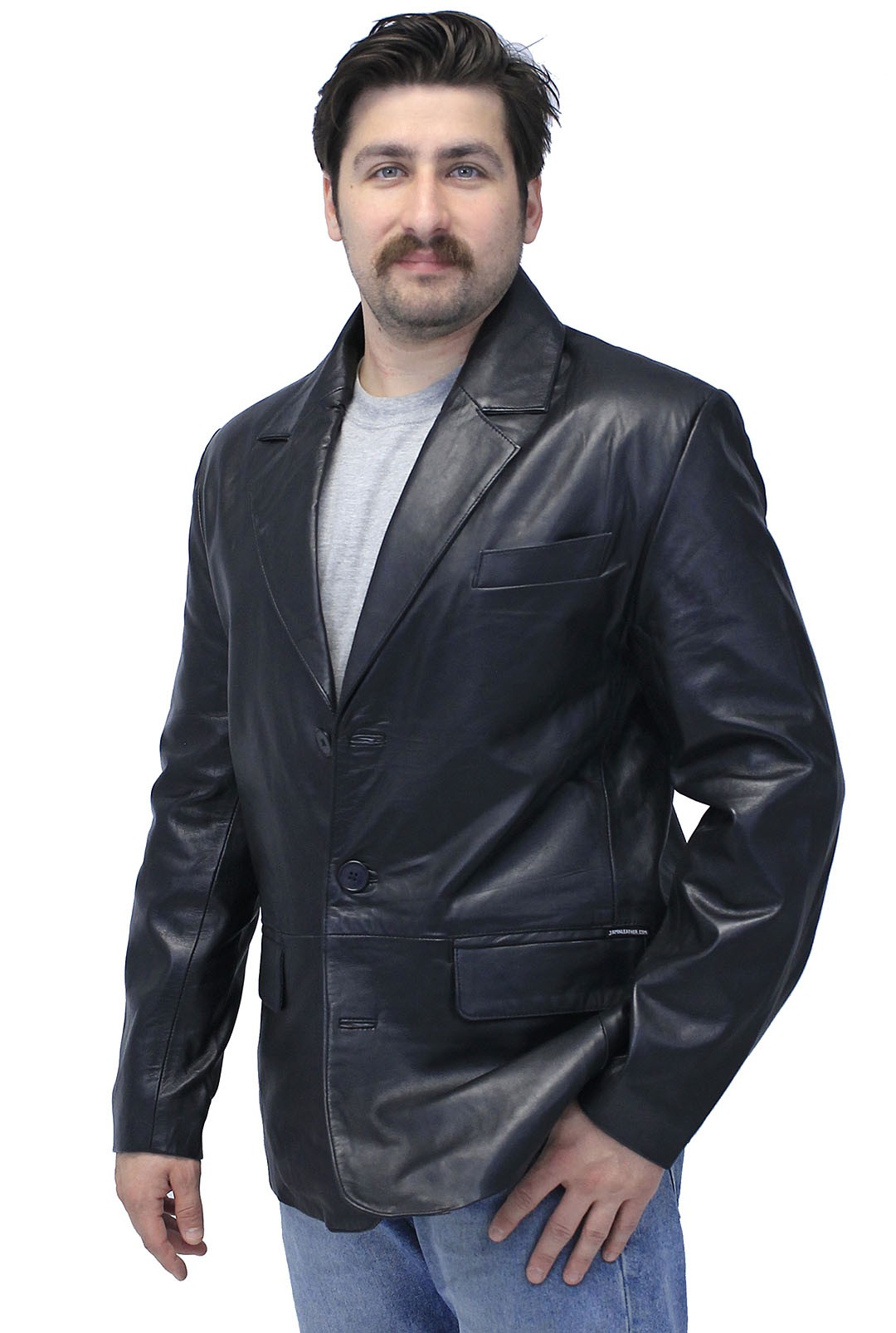 men's black leather blazer sports coat