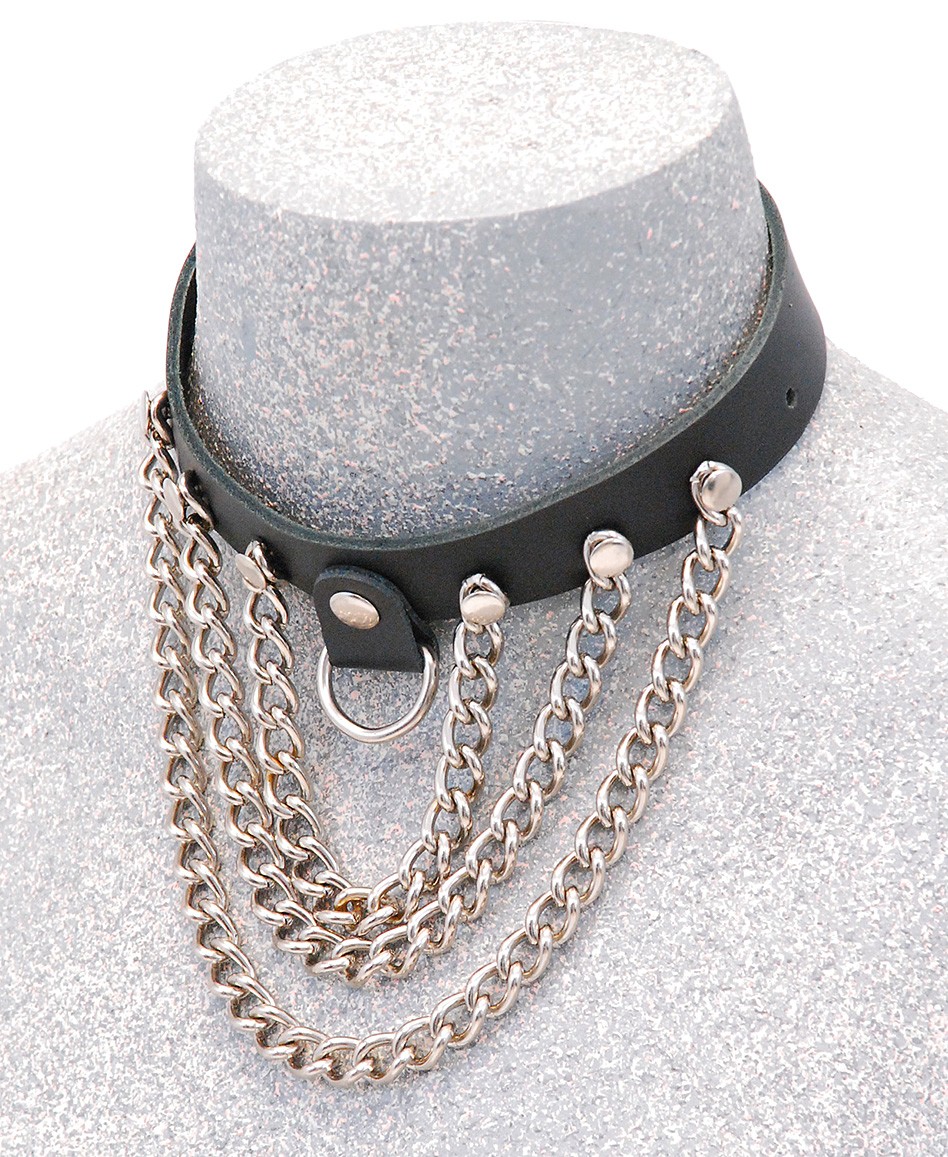 leather chain choker collar