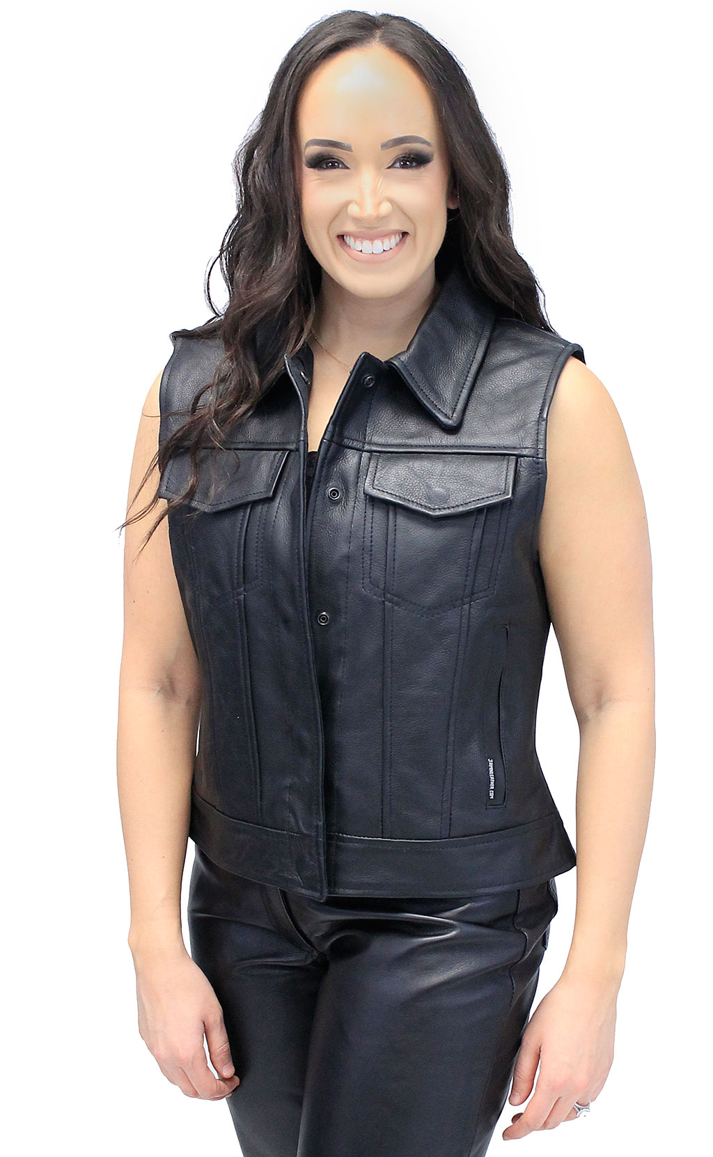 women's leather club vest