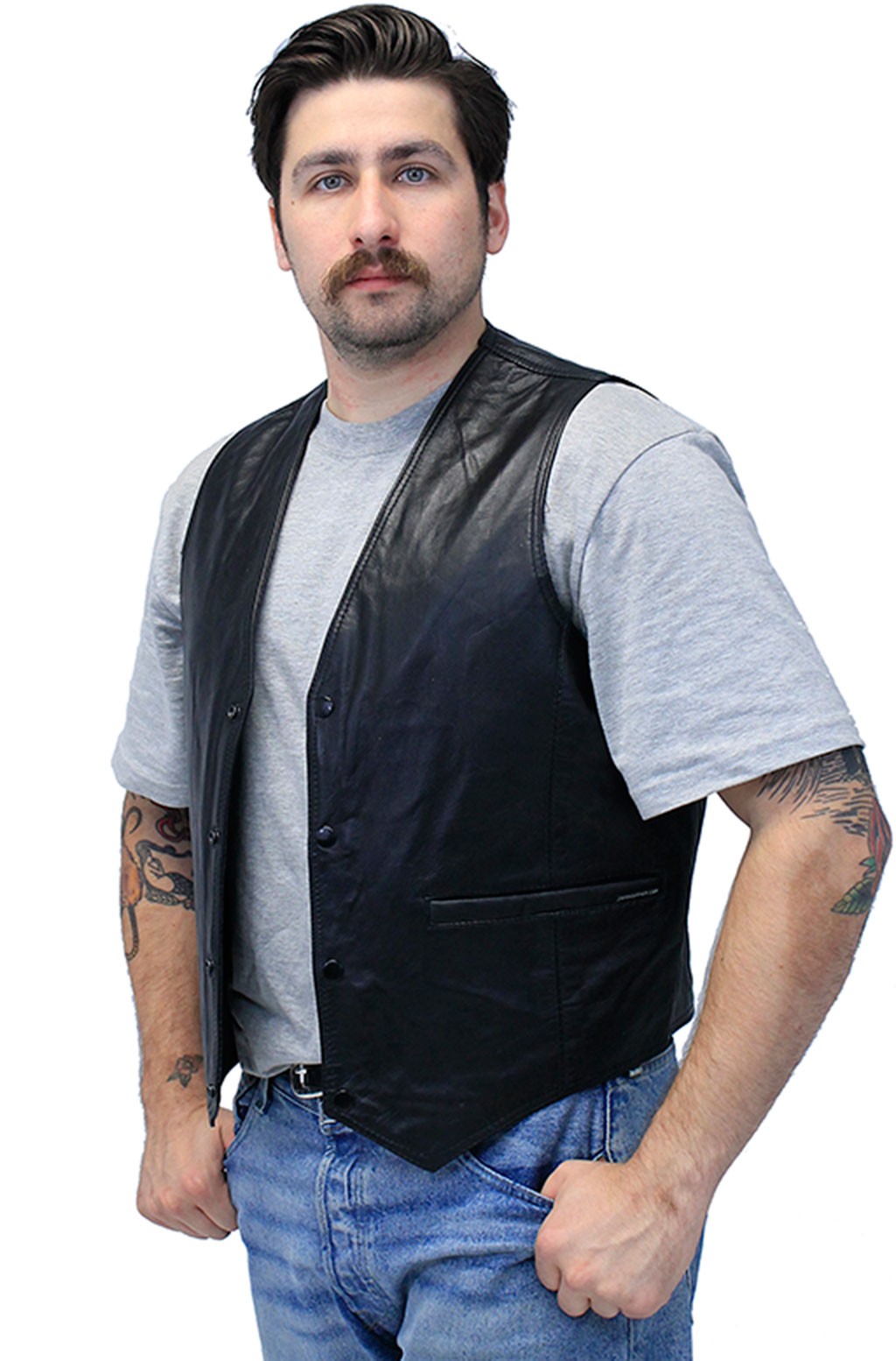 men's classic leather vest for dressy wear