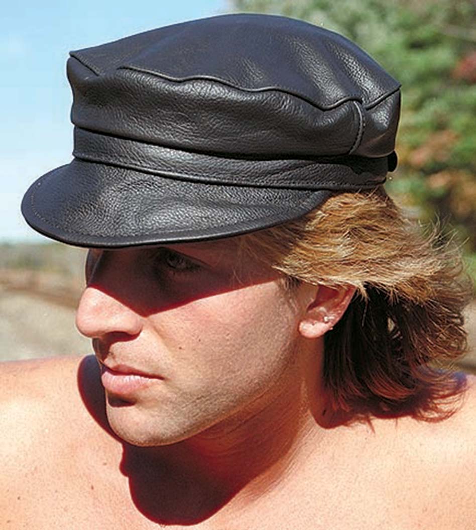 classic leather biker cap